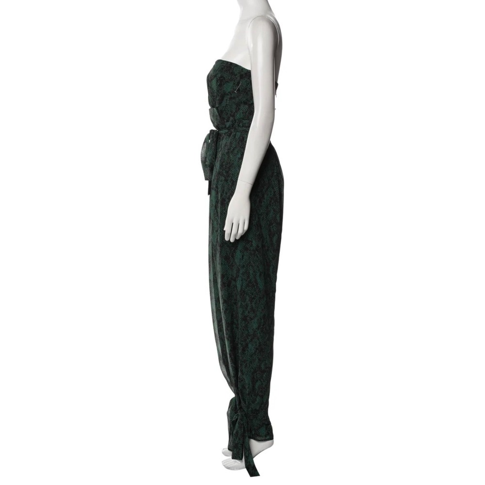 New Michael Costello Revolve Jumpsuit Snakeskin Strapless Corset Small Green - Picture 3 of 8